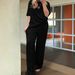 Summer Women's Casual Solid Color Trousers Set Round Neck Short Sleeved Top With Slim Elastic Waist And Pocket_ecoleips.com
