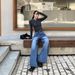 Women's High-Waisted Slimming Wide Leg Jeans Retro Pleated Design Floor-Length Blue Denim Autumn/Winter Fashion_ecoleips.com
