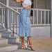 Women's Clothing Style Denim Skirt Hot Sale New Cross Border Washed Split Denim Skirt Multi Button Denim Skirt_ecoleips.com