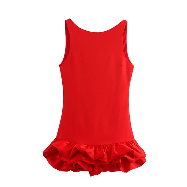 Women's Clothing Style Fashion White Sleeveless Short Ruffle Dress_ecoleips.com