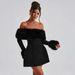 Women's Clothing New Plush Off Shoulder Noble Temperament Dress Elegant Fashion High Waist Mini Dress Evening Wear_ecoleips.com