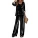 Women's Velvet Round Neck Long Sleeve Top & Pants Set – Soft & Stylish Lounge-to-Street Outfit (S-XXXL, 5 Colors)_ecoleips.com