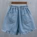 Short Pants For Woman To Wear Elastic Waist Women's Shorts Denim Mid Length Kawaii Cute Ruffle Knee Jeans Bermuda Half_ecoleips.com