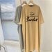 Summer Fashion Trendy Smiley Letter Print Short Sleeve Large Size Women's Loose Long Dress Dress Top_ecoleips.com