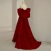 Women's Clothing Toast Dress Bride Spring Temperament Light Luxury Niche High End High End Red Bow Engagement Evening Dress_ecoleips.com