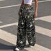 Women's Y2K Street Style Stretch Wide Leg Pants European And American Fashion Belted Slimming Print Casual Trousers_ecoleips.com