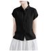 2025 Summer Polo Collar Design, Short Sleeved Women's Loose Fit, Small Fly Sleeves, Cotton And Shirt, Plus Size Linen Top_ecoleips.com