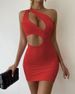 Women's Sexy One-Shoulder Bodycon Dress Casual Elegant Fashion Thin Summer Dress Hollow Out Short Skirt For American Style_ecoleips.com