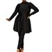 Women's Clothing Large Size Plus Size Swimsuit Full Cover Drawstring Hooded Half Zipper Split Skirt Long Sleeve Trousers Women's Swimsuit_ecoleips.com