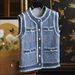 Women's Clothing The style vest is niche and fashionable. The style heavy duty raw edge denim vest is fashionable for women._ecoleips.com