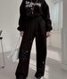 Chic High Waisted Slimming Drawstring Pants Women's Winter Retro Style Crew Neck Sweatshirt With Letter Print Casual Set_ecoleips.com