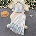 Elegant Luxury Two Piece Set For Women Mid-Calf A-Line Skirt With Lace Top Water Soluble Embroidered High Waisted Summer Fashion_ecoleips.com