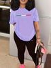 Women's Fashion T-Shirt And Long Pants Set American Style Clothing Short Sleeve Outfit For Ladies_ecoleips.com