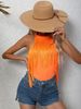 Women's T-shirt, Summer Solid Color Sleeveless Tassel Top, Fashionable Slim-fit Sleeveless Halter Neck Top, Suitable For Daily Commuting And Casual Vacations._ecoleips.com