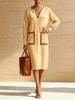 Contrast Rib Knit Midi Dress, Loose Pocket Knit Dress_ecoleips.com