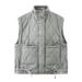 Aria Basics Autumn Winter New European American Style Casual Loose Diamond Pattern Plus Size Women's Gray Stand Collar Sleeveless_ecoleips.com