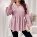 Plus Size Tie-Dye Peplum Top With Bell Sleeves – Stylish V-Neck T-Shirt For Women (1xl-5xl) Fashion Trends_ecoleips.com