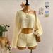 Women's American Style Summer Two Piece Set Asymmetrical Turtleneck Top With Shorts Spring/Autumn Suit_ecoleips.com