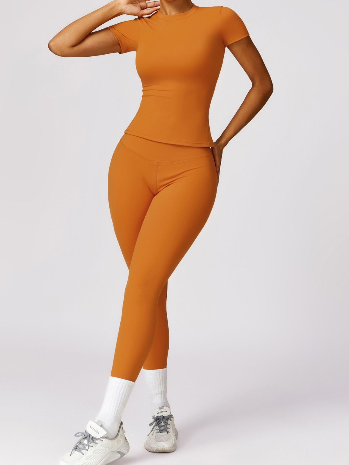 Women's Clothing T Shirt Quick Drying Yoga Fitness Clothes Outdoor Running Sports Round Neck Tight Slim Short Sleeve Trousers Suit_ecoleips.com
