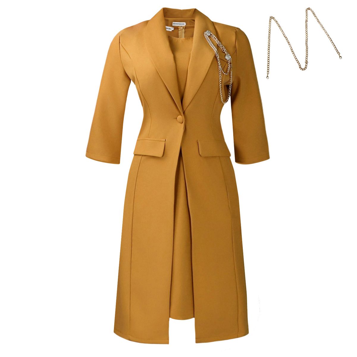 Women's Clothing Fashion Suspender Dress Elegant Sleeveless Dress With Notched Lapel Blazer Set | Chic Office-to-Evening Two-Piece Outfit_ecoleips.com