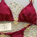 2026 European American Style Solid Color 3PC Swimsuit Halter Neck Bikini Set High-End Beachwear Sexy Vacation Polyester Nylon_ecoleips.com