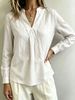 Stand Collar V Neck Long Sleeve Slimming Shirt Loose Fit Women's Top Bestseller_ecoleips.com