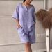 Women's Clothing Summer New Women's 2 piece Set Large Size Cotton and Linen Shirt Set High Waist Loose Shorts_ecoleips.com