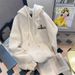 Teen Hooded Sweatshirt Women's American Retro Style Fleece Lined Thickened Trendy Brand Loose Fitting Versatile Coat for Autumn/Winter_ecoleips.com