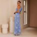 Foreign Trade Slanted Collar European And American Fashion Strap Bodycon Sexy Three-dimensional Floral Dress 2026_ecoleips.com