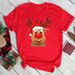 Women's Merry Christmas Tree Santa Claus Loose Round Neck Printed White T-Shirt For Women_ecoleips.com