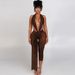 K European And American Style New Fashionable Solid Color Sexy Hot Girl Sleeveless Hanging Neck Backless Tight Jumpsuit_ecoleips.com
