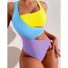 Women's Clothing Sexy Contrast Color One Piece Swimsuit Female Ins Style Conservative Bikini Hot Spring Swimming Suit_ecoleips.com