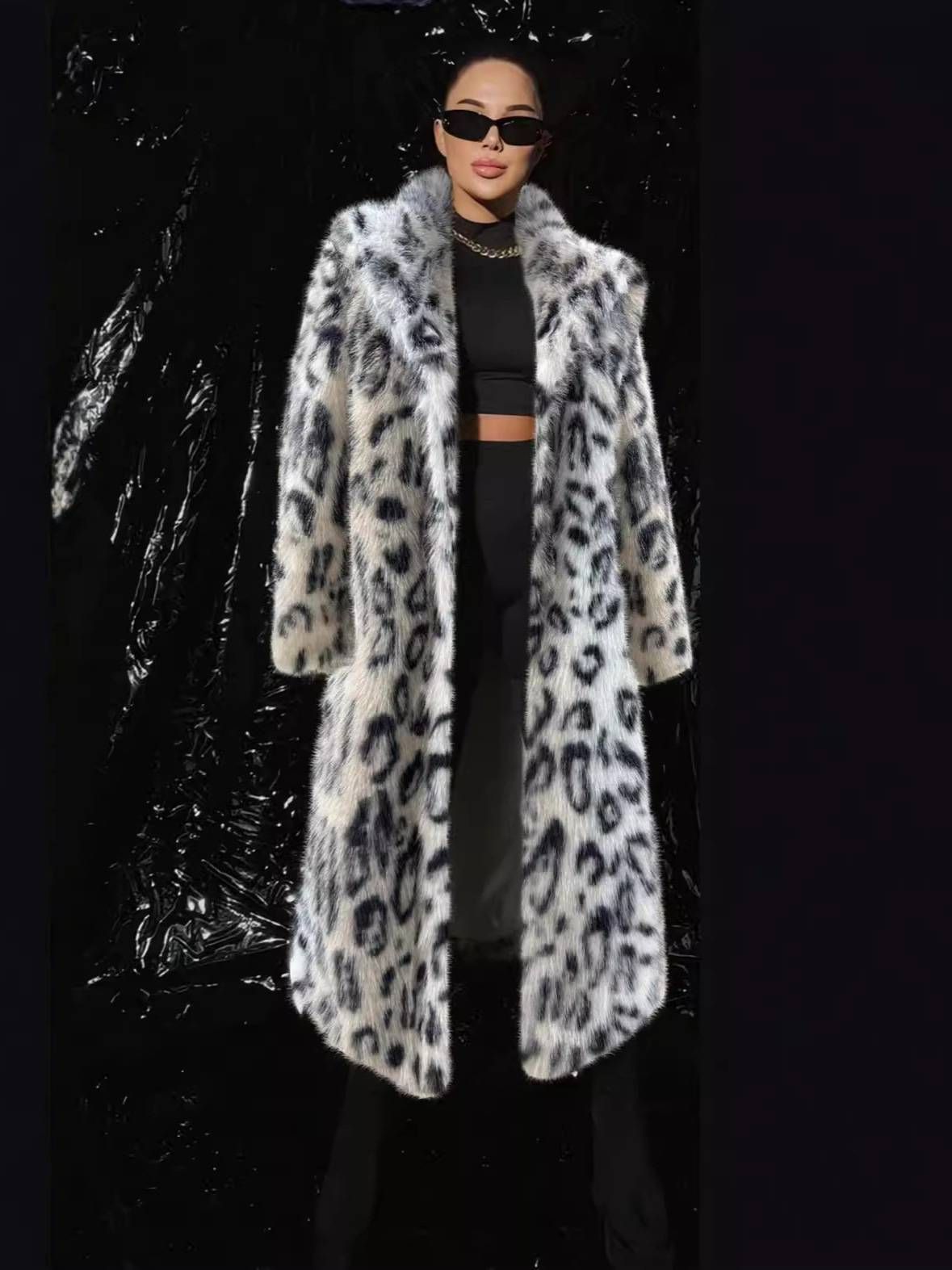 Women’s Clothing Long Leopard Print Faux Fur Coat – Winter Fox Fur Style, S-XXXL_ecoleips.com