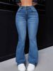 Women's Clothing Plus Size Slimming Denim Flared Pants High Elasticity Spring Autumn Solid Color Fashion_ecoleips.com