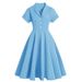 Women's Hepburn Style Dress Short Sleeved Vintage Retro Performance Dress Large Skirt Style Hot Selling_ecoleips.com