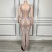 High End Low Cut Halter Dress For Women Silver Nude Versatile Long Gown For Birthday Evening Company Annual Meeting_ecoleips.com
