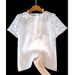 Women's Clothing Women's Heavy Duty Lace Linen Top Short Sleeved Round Neck Unique Design Fashionable And Stylish Hollowed Out Versatile Loose Shirt_ecoleips.com