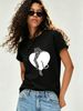 Women Leopard Black Heart Graphic T-Shirt Retro Y2K Animal Print Crew Neck Short Sleeve Casual White Street Tee_ecoleips.com