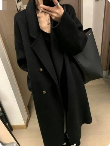 Audrey-Inspired Oversized Tweed Coat – Double-Breasted Mid-Length Coat With 3D Textured Fabric (S-XXL, Relaxed Fit, 5 Elegant Colors)_ecoleips.com
