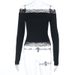 Off-Shoulder Lace Top For Women Sexy Alluring Long Sleeve Versatile Autumn Winter INS Style T-Shirt_ecoleips.com