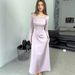 Elegant Satin Long-Sleeve Bodycon Dress With Rhinestone Accents & Lace-Up Detail – Light Purple For Spring & Evening Occasions_ecoleips.com