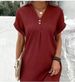 Women's Clothing Women's V Neck Pullover Dress Solid Color Button Detail Casual Comfortable Style For Formal & Casual For Women_ecoleips.com