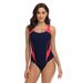 Women's Clothing Competitive Swimsuit Women's Tight Color Matching Solid Color Conservative One Piece Swimsuit_ecoleips.com