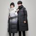 Unisex Gradient Long Down Jacket With Hood - 550fp White Duck Feather, Windproof & Warm Winter Coat For Men And Women (Black/White, S-3xl)_ecoleips.com
