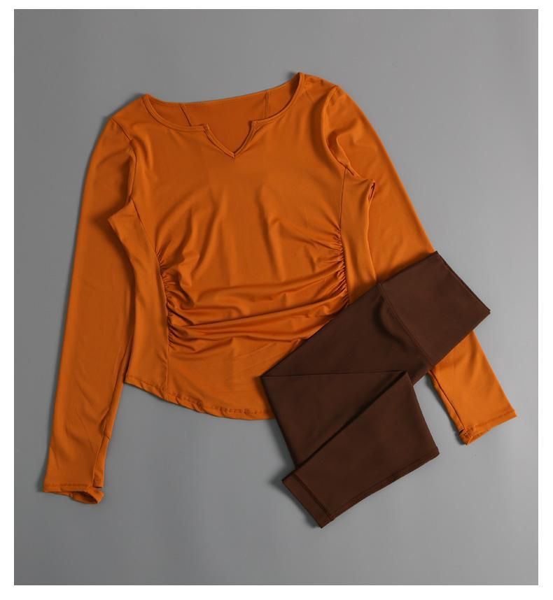 Fitness Suits Yoga Suits Long Sleeved Tops For Women Loose Breathable Yoga T Shirt Cover Up V Neck Quick Drying Running Sports_ecoleips.com