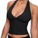 Women's Slim Fit Halter Neck Tank Top Solid Color Milk Silk Backless European American Fashion Spring Summer New Import_ecoleips.com