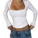 Women's Clothing Y2K Retro Long Sleeve Fitted Crop Top - Stretchy Soft Bodycon Tee For Women_ecoleips.com