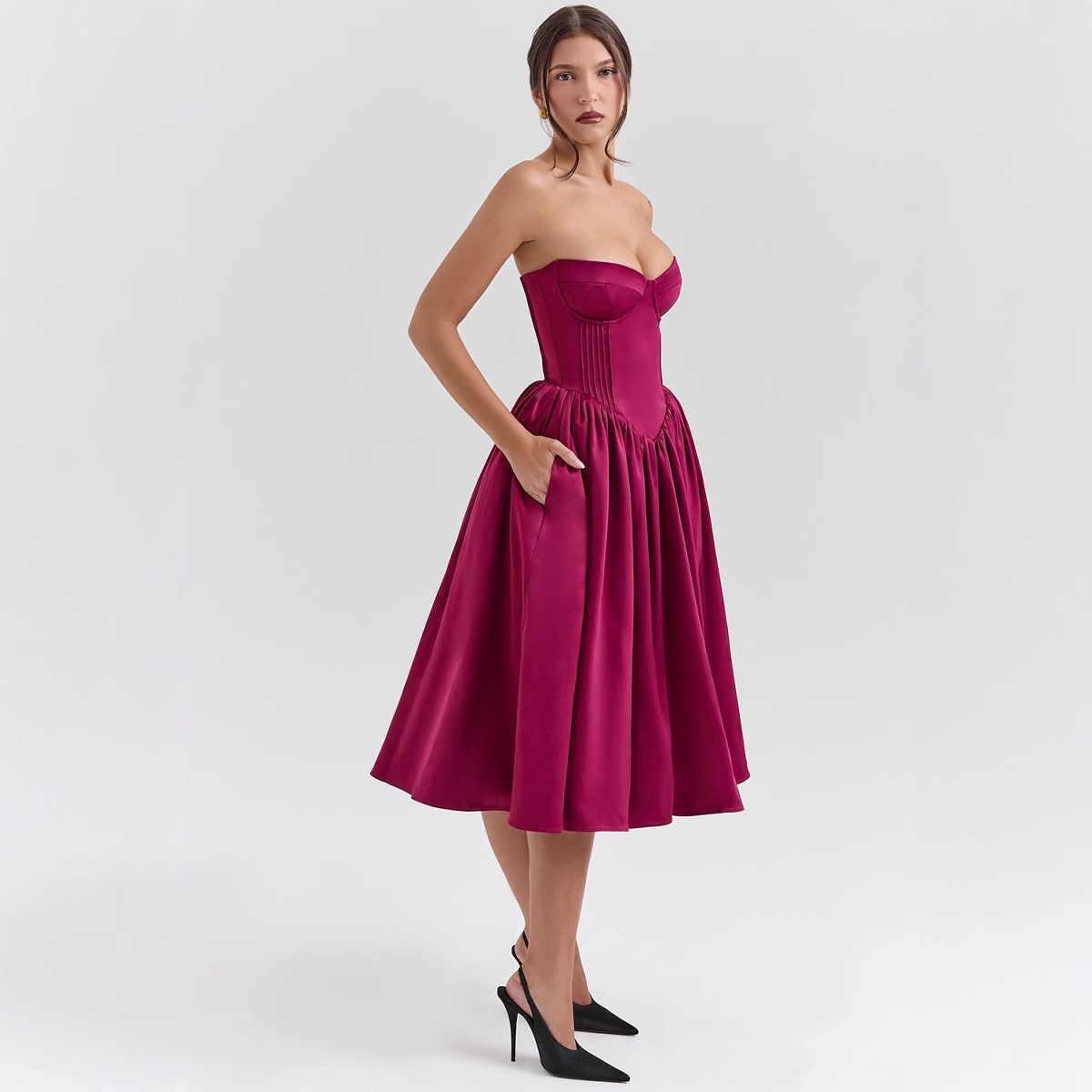 European American Women's Fashion Foreign Trade Sexy Strapless Summer Sweet And Spicy Style Hot Girl Dress, High-end_ecoleips.com