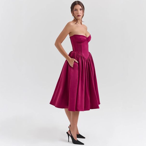 European American Women's Fashion Foreign Trade Sexy Strapless Summer Sweet And Spicy Style Hot Girl Dress, High-end_ecoleips.com