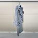 Women's Gray Stripe Trench Coat, Double-Breasted Belted Long Jacket, Korean Style Office & Casual Mid-Length Coat_ecoleips.com